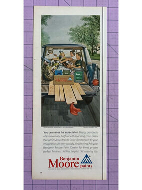 1962 print ad Benjamin Moore Paints STEVEN DOHANOS Art Family Kids Car